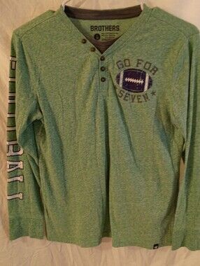 Brothers Green 'Go For Seven' Football Henley Long Sleeve